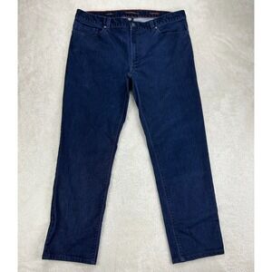 Alberto Straight Leg Jeans Mens 38x34 Navy Velvet Denim Pipe Regular Slim Fit